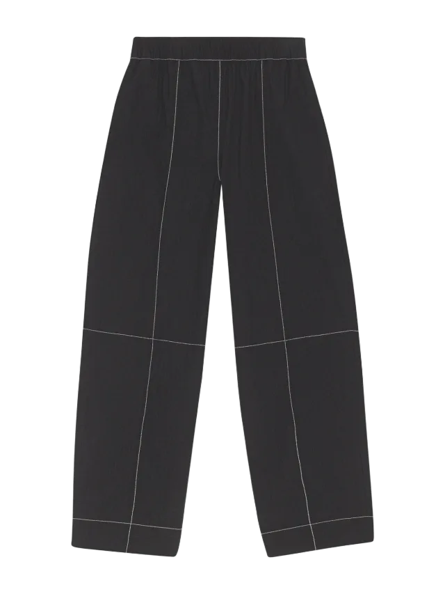 GANNI Pants in Black Elasticated Curve