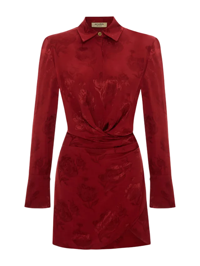 Acaria Studio PARIS JACQUARD DRESS IN RED