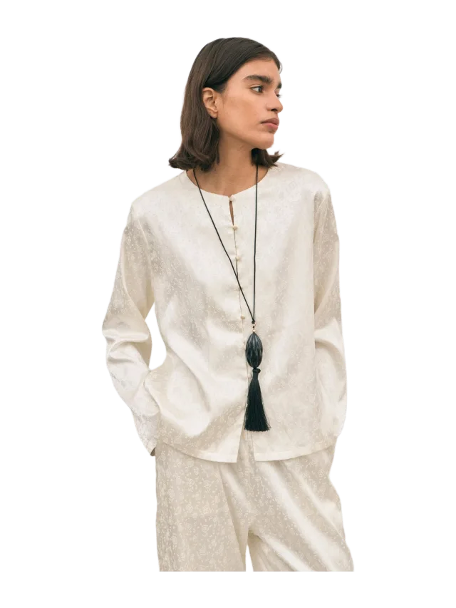 Solaqua Pearl Blouse - Ivory Jacquard