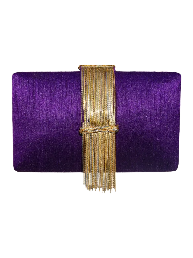 Simitri Plum Fringe Clutch