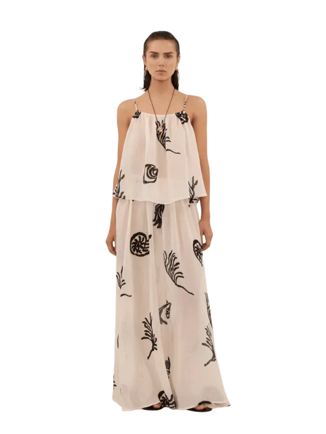 Dissh POSITANO SANDSTONE RAMIE MIDI SKIRT
