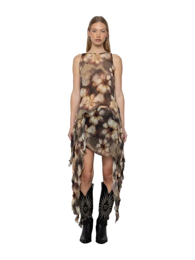 ESTHÉ Printed Asymmetric Skirt &bull; ESTHE