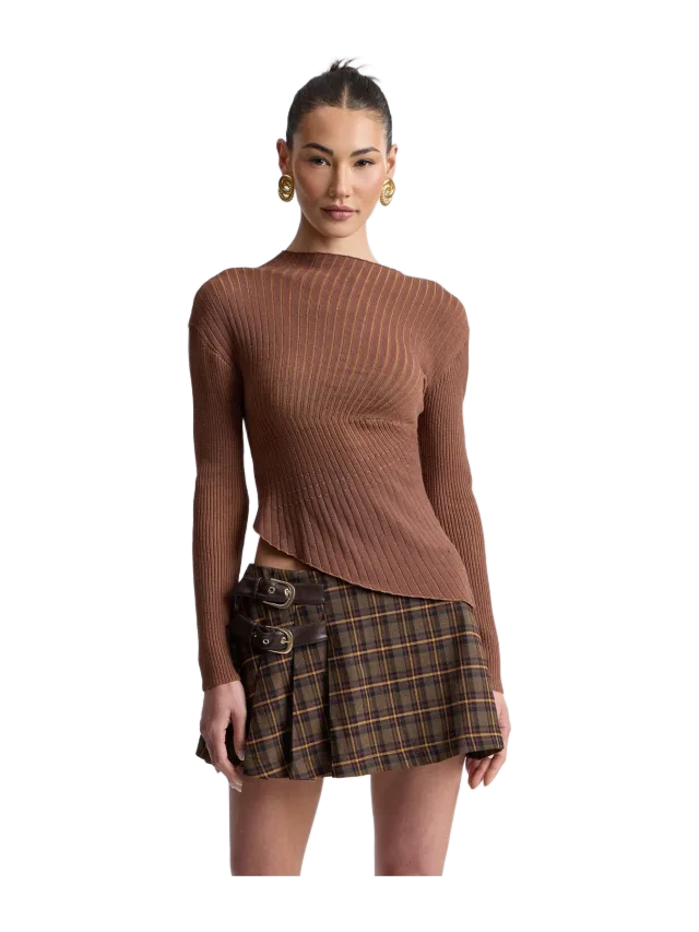 Avec Les Filles Radial Knit Asymmetric Sweater