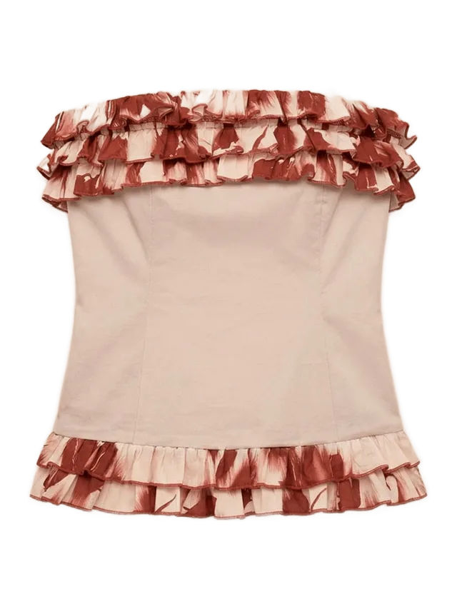 Carmen Says Red Noctis Flower Print Top