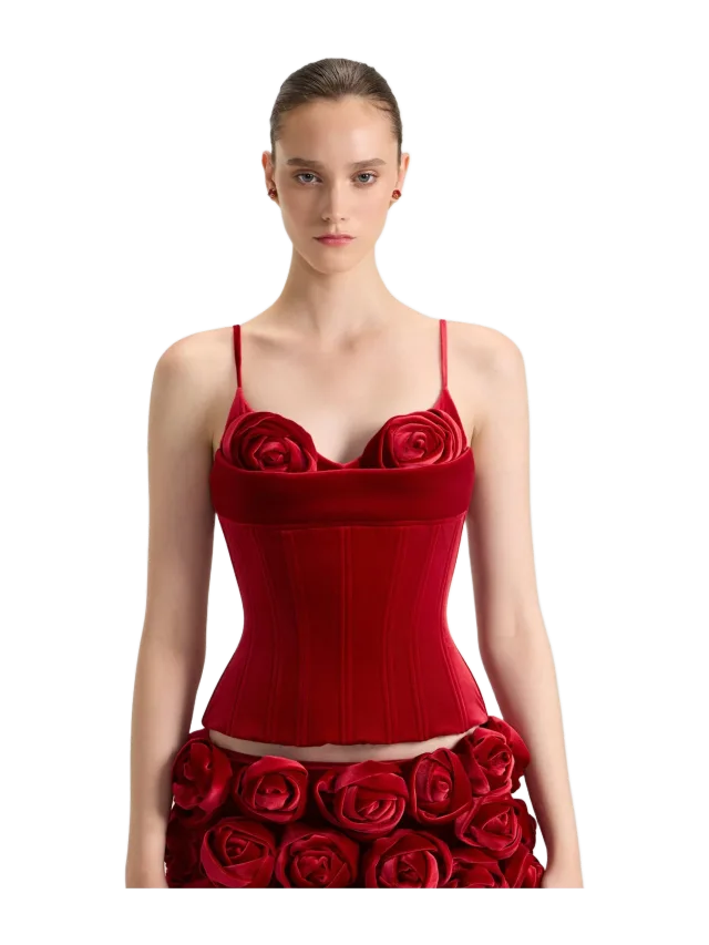 Fancì Club Red Thread Velvet Corset