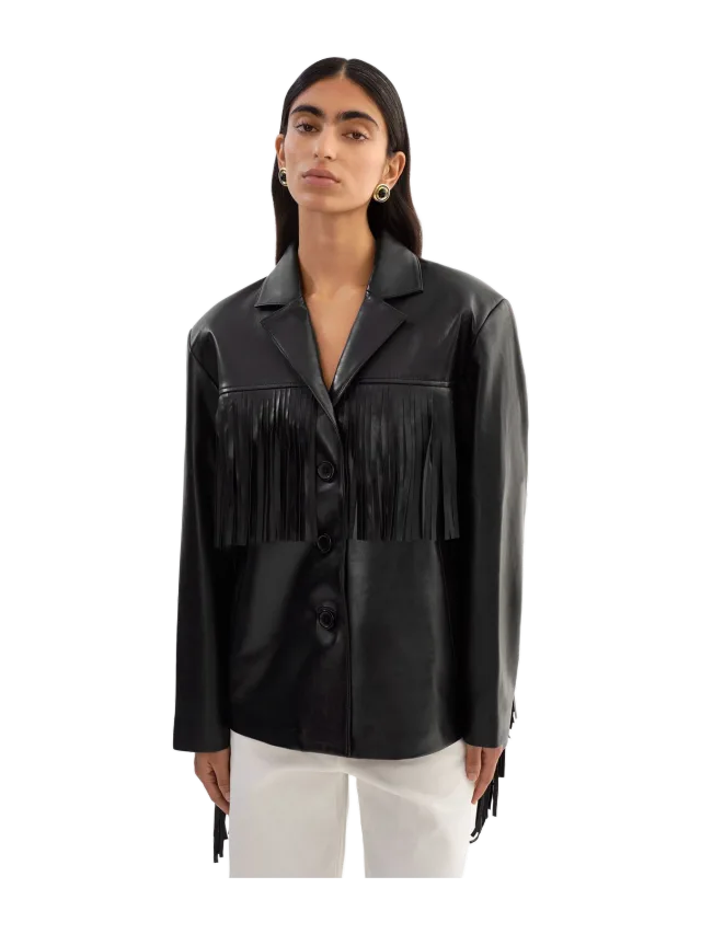Lamarque Rianne Leather Fringe Jacket
