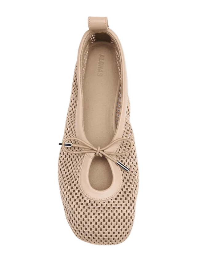 Alohas Rosalind Mesh Beige Leather Ballet Flats