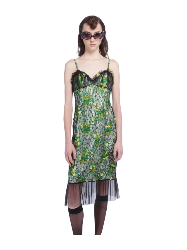 Anna Sui Rosebuds Lace Combo Slip Dress
