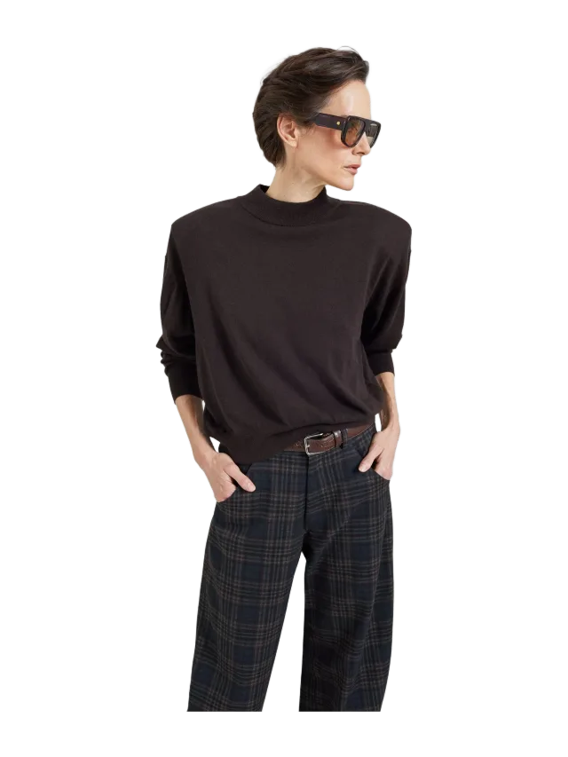 The Frankie Shop Rue Padded High Neck Sweater - Brown
