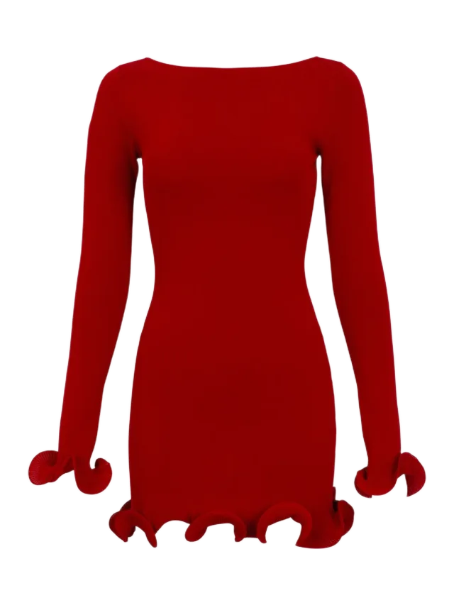 Same Ruffle Hem Mini Dress (Red)