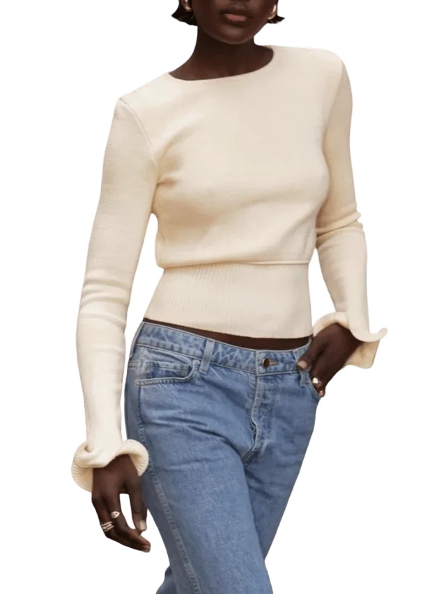Same Ruffle Hem Sweater (Cream)