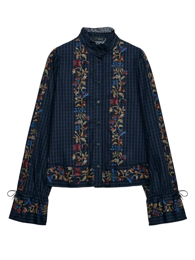 Zara RUFFLE PRINT BLOUSE