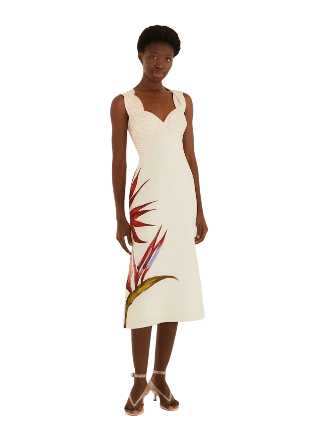 Farm Rio Sand Strelitzia Midi Dress