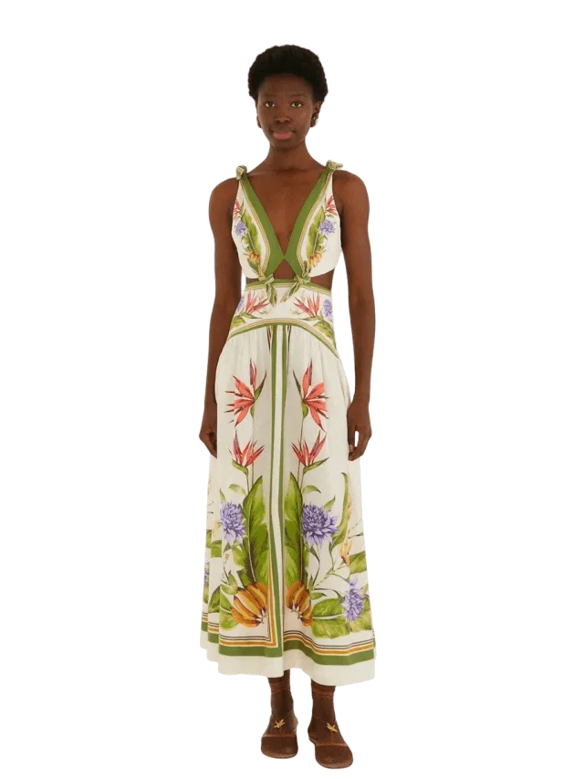 Sand Tropical Scarf Maxi Dress