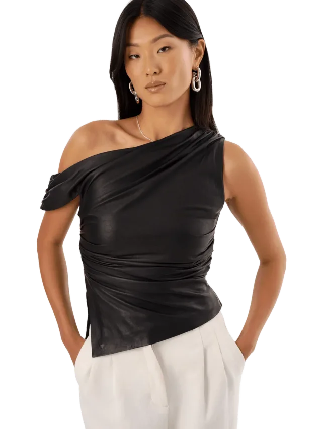 Lamarque SANNE | Leather Draped Top
