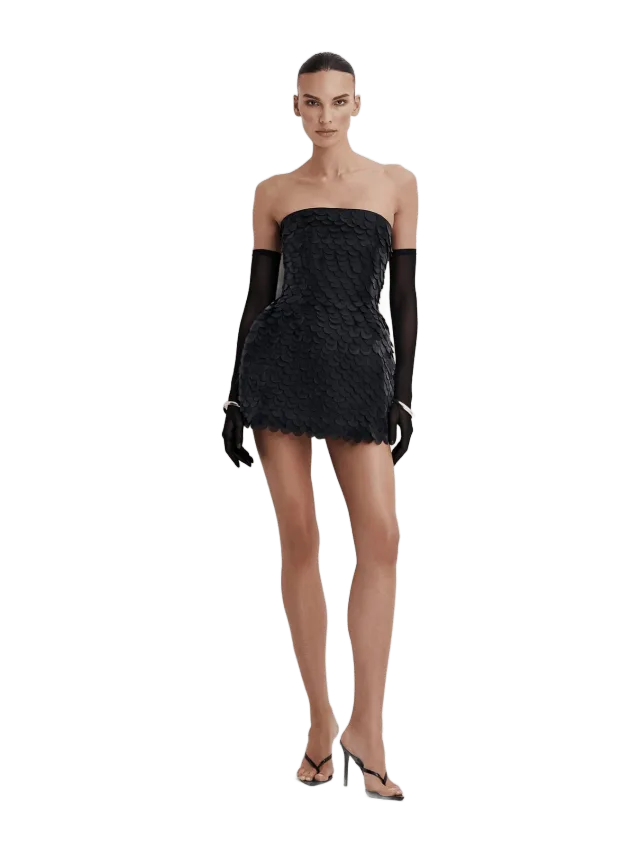 Selezza London Scale-Detail Mini Dress in Black