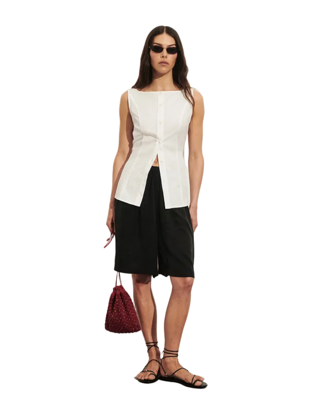 Dissh SCOTTIE WHITE SLEEVELESS COTTON TOP