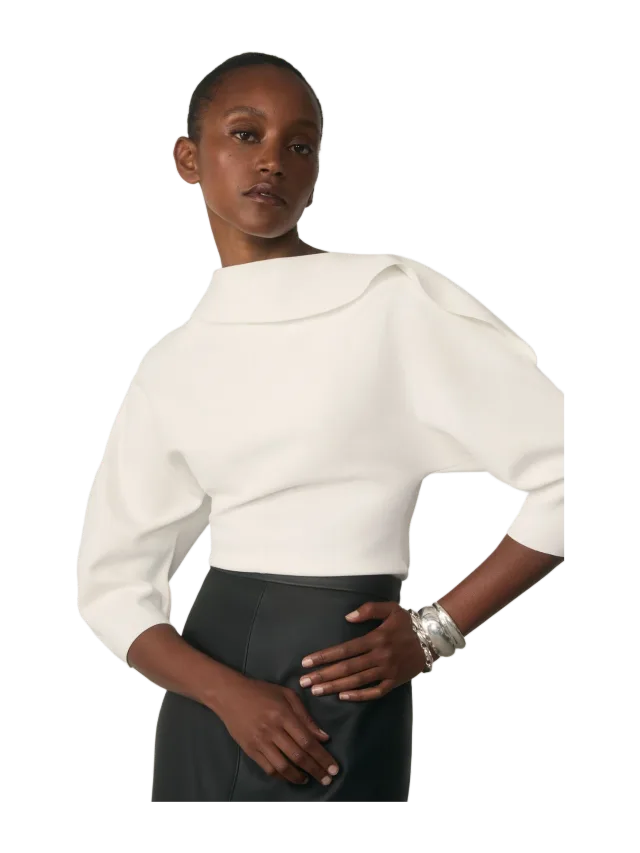 The Fold London Sculpt Knit Riesi Top Ivory