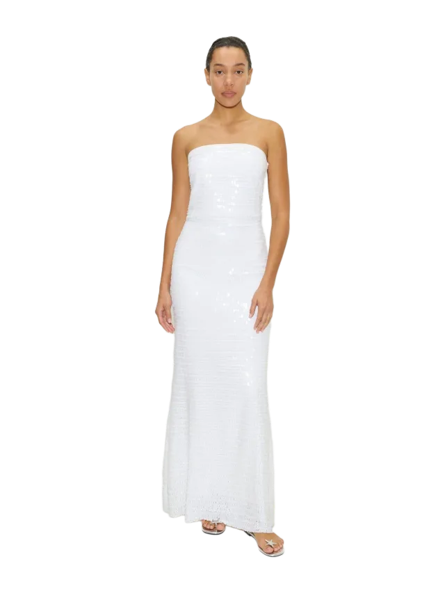 Simon Miller Sculpty Strapless Piano Sequin Dress in Macadamia