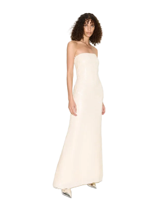 Simon Miller Sculpty Strapless Sequin Dress In Bone