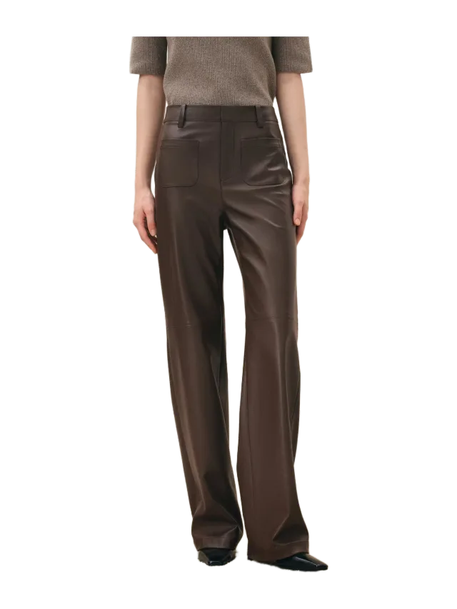 Fabrique Seren Patch Pocket Straight Leg Trousers in Soft Faux Leather