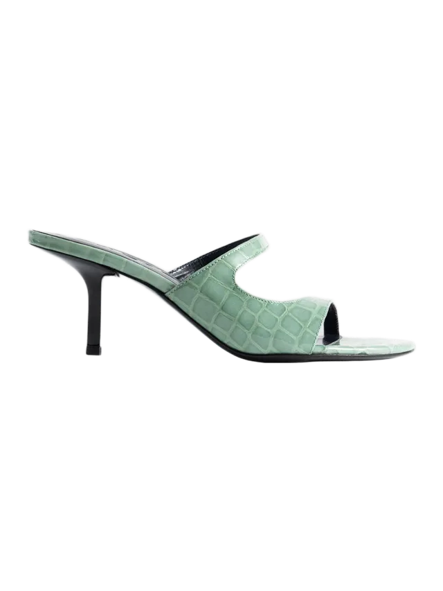 By Far Serena Croco Embossed Mule