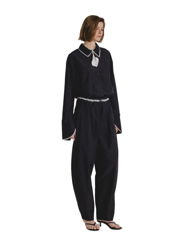 Alas Silk Silk-Cotton Pants in Black