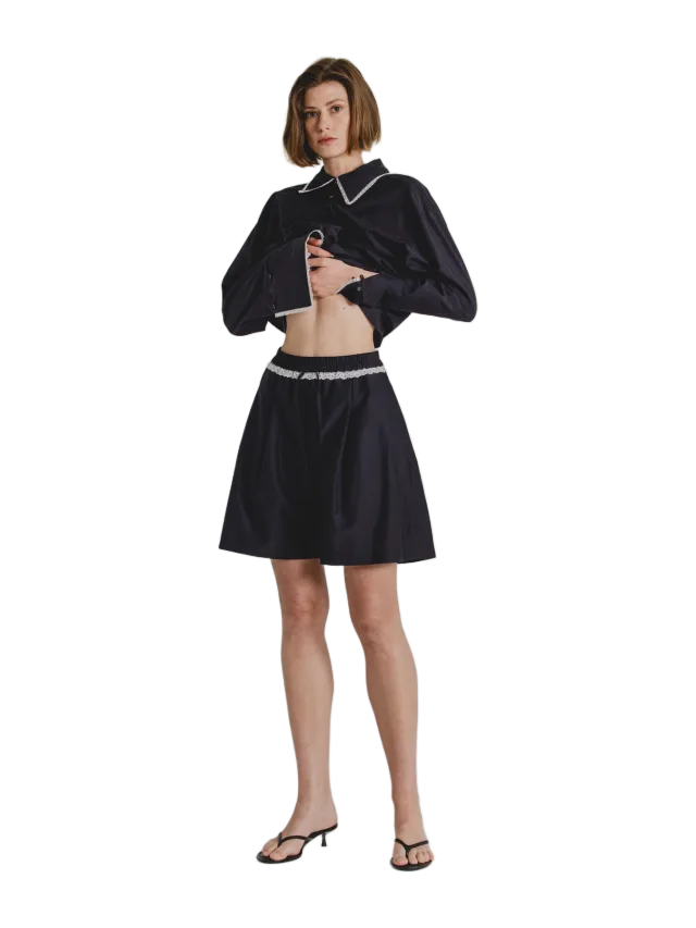 Alas Silk Silk-Cotton Shorts in Black