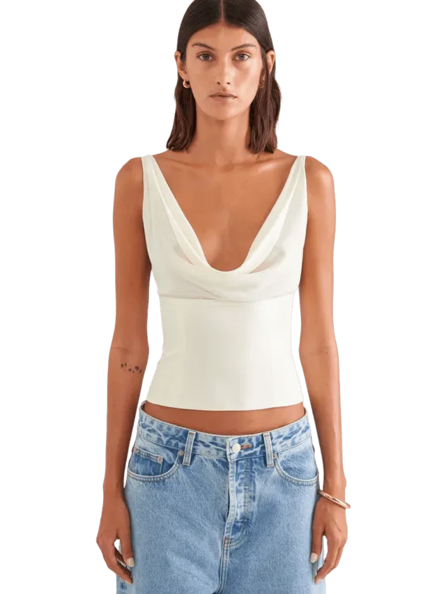 Venroy Silk Cowl Bustier - Champagne