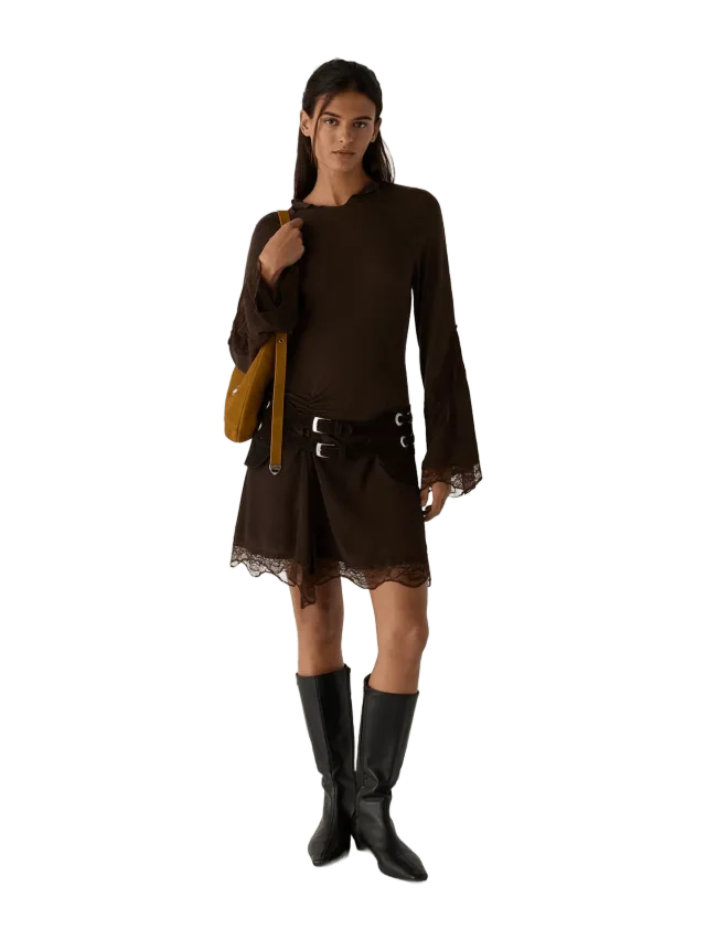 Laagam Siss Brown Knit Short Dress