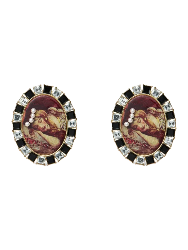 Lele Sadoughi SLEEPING BEAUTY CAMEO EARRINGS