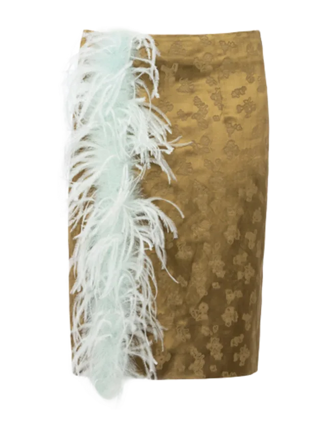 Des Phemmes Slit Jacquard Midi Skirt