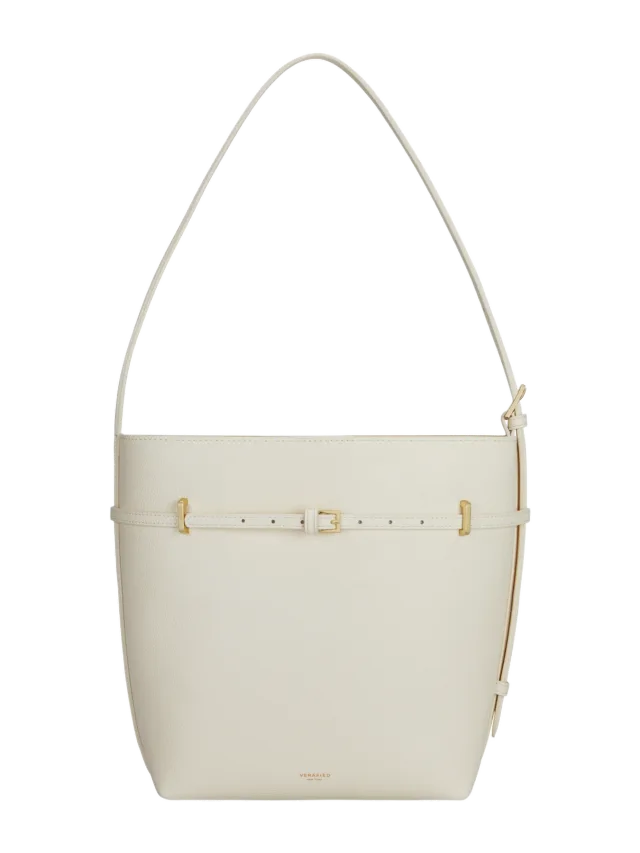 Verafied New York Small Ivory Belted Tote Bag