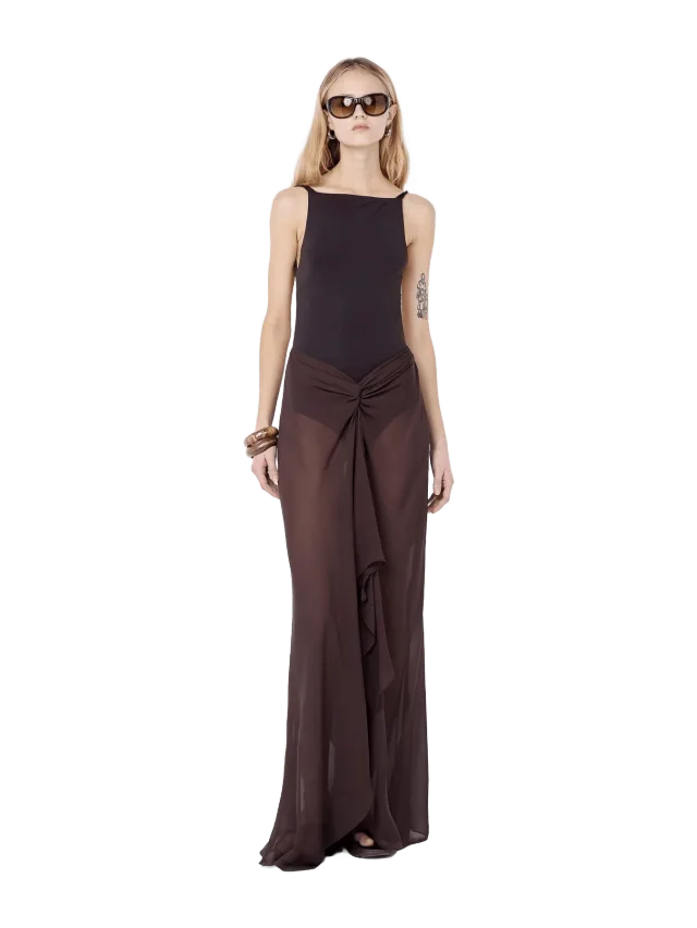 Bec + Bridge SOLENNE BACKLESS MAXI DRESS - DARK CHOCOLATE