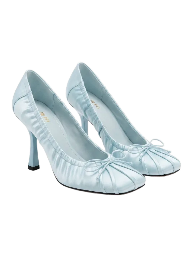 JW Pei Solenne Satin Bow Ruched Pumps