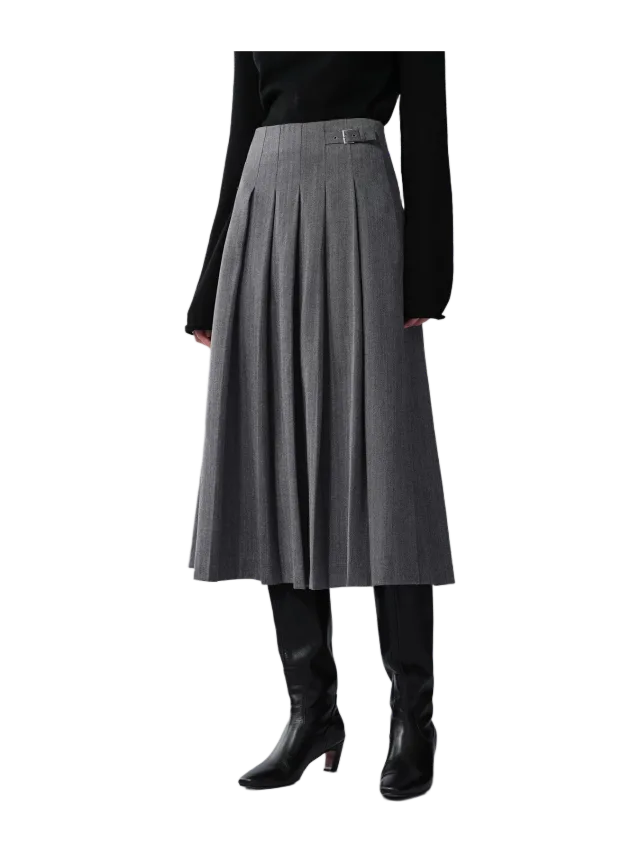 Fabrique Soma Pleated Midi Skirt in Fine Wool Blend