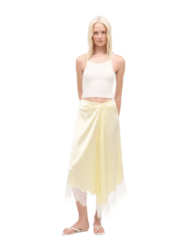 Staud SONOMA SILK SKIRT | KEY LIME