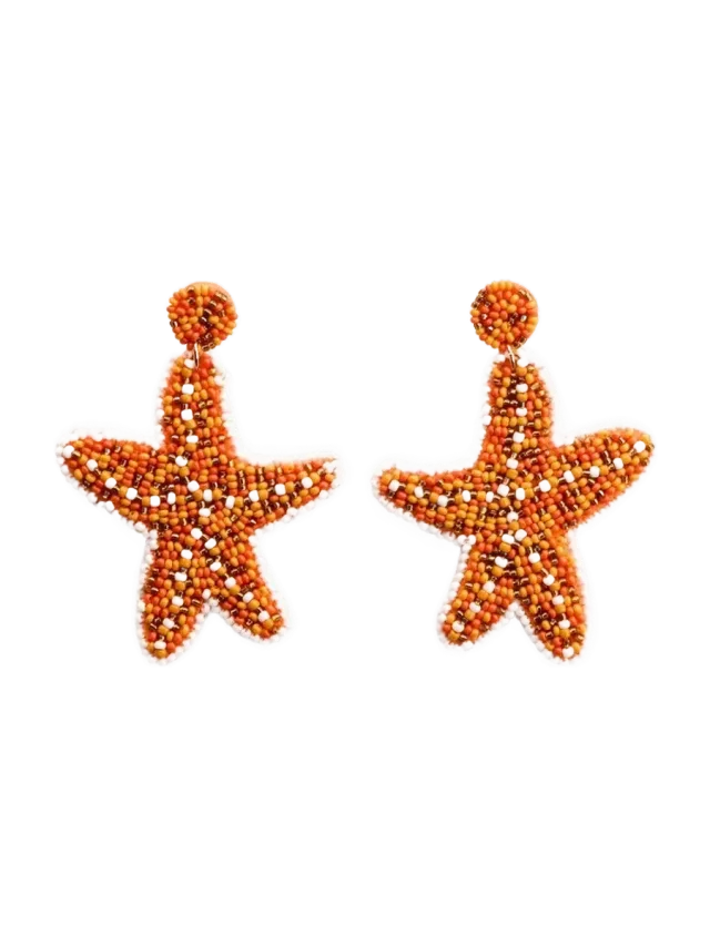 Starfish Earring In Orange Multi