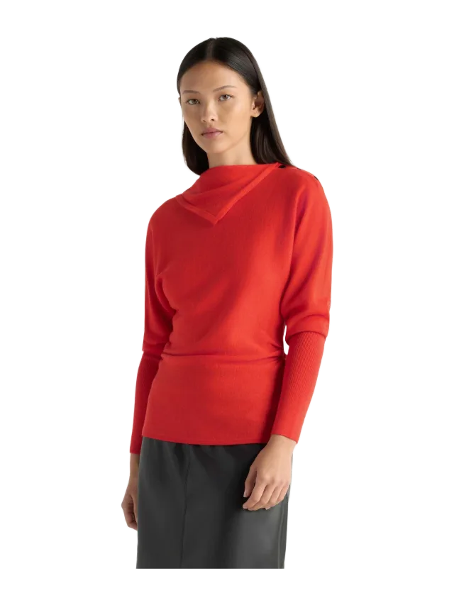 Modern Citizen Steffi Lightweight-Wool Foldover-Neck Top