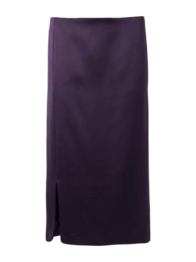 Joelle Zgheib Straight classic midi skirt in purple satin