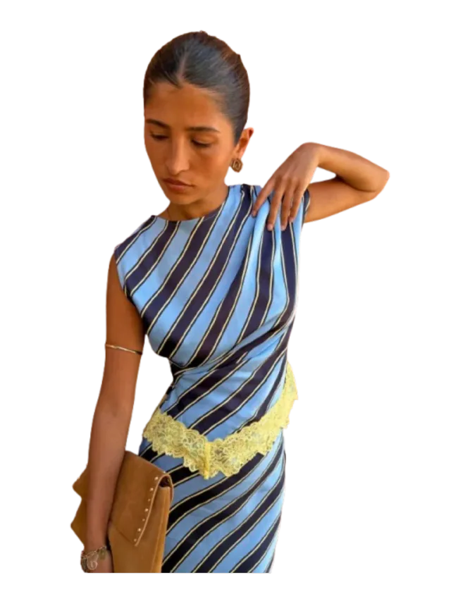 Never Fully Dressed Stripe A-Symmetrical Top