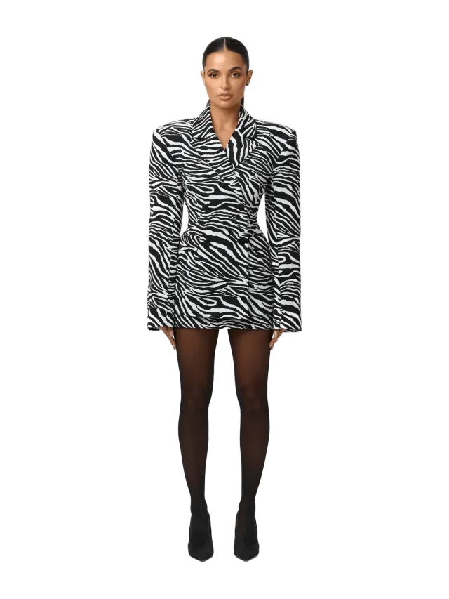Naked Wardrobe Suiting Zebra Jacquard Blazer