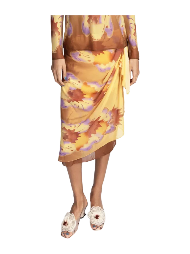 Sunburst Mesh Sarong Skirt