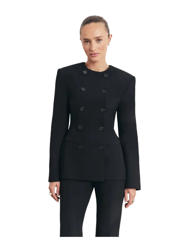 BOA Tailored Collarless Blazer - Black