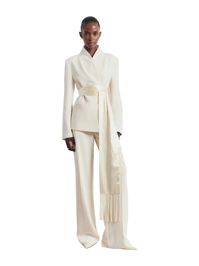 BOA Tailored High Rise Wide Leg Trousers - Cream