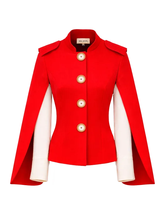 Julia Allert Tailored Structured Cape Blazer Red