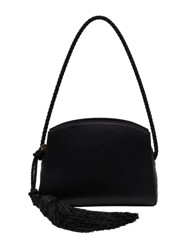 Liffner Tassel Clutch Black Satin