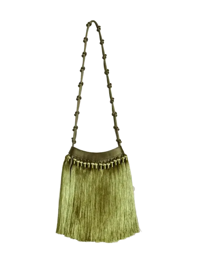 Simon Miller Tassel Knotty Bag In Moss Green