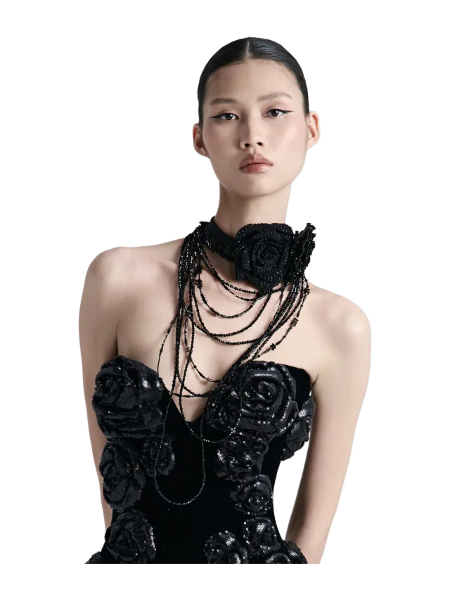 Fancì Club Tassel Vine Cascade Beaded Choker