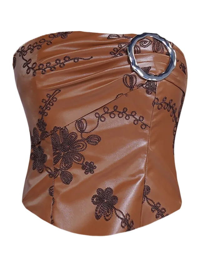 28NATELIER THE EMBROIDERED LEATHER TOP